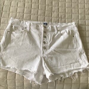 GAP White Jean Shorts Distressed Frayed Hem